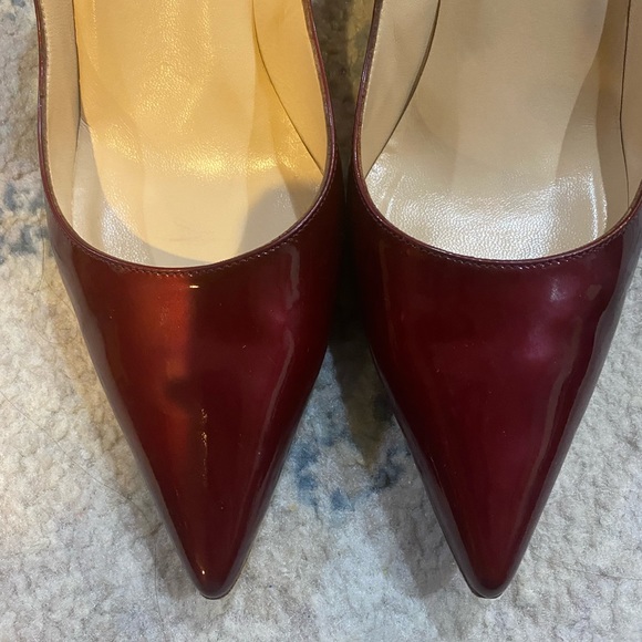 Christian Louboutin Patent Leather Wine Ruby Pump Heels Size 37 - Picture 5 of 15